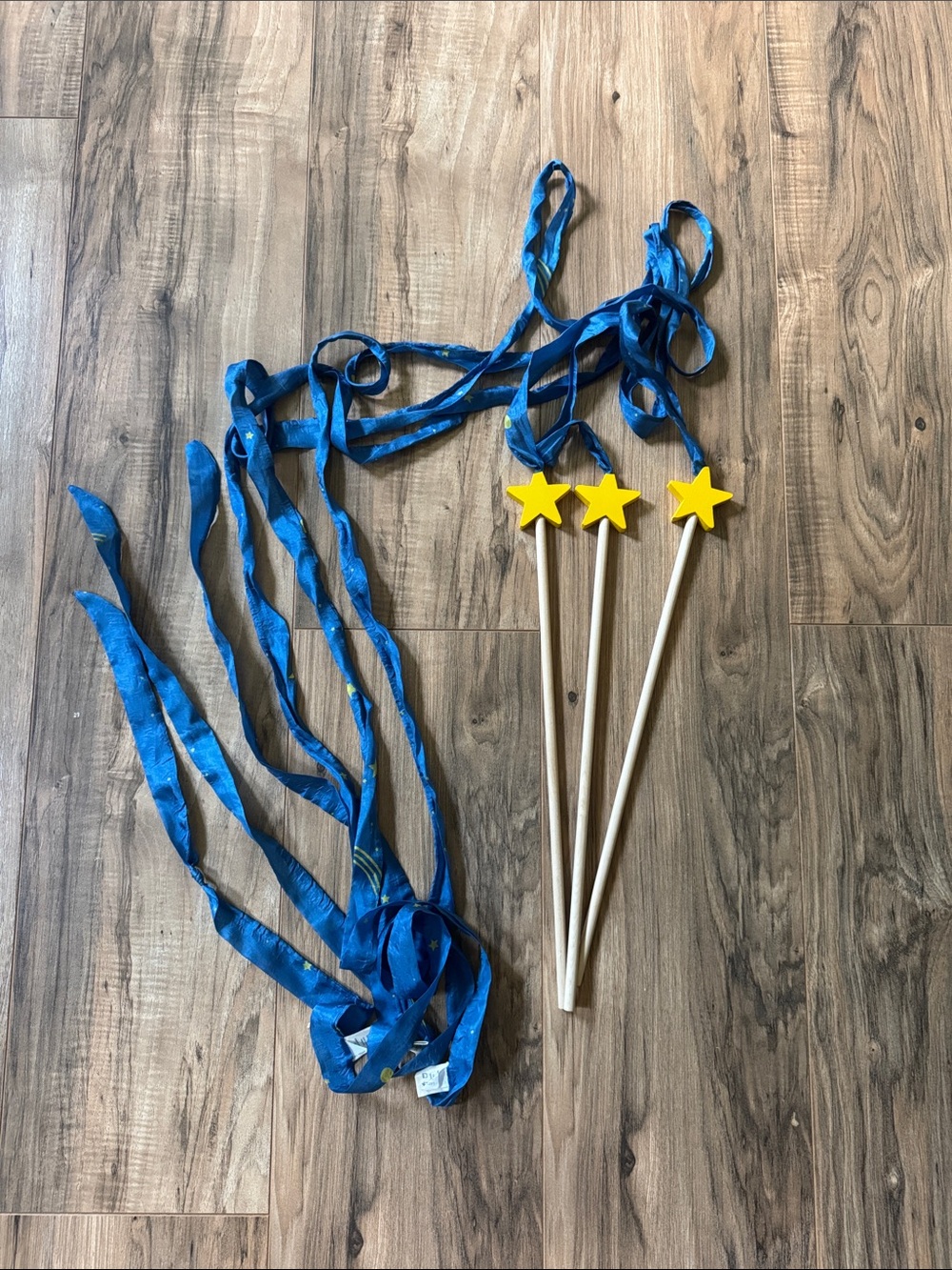 Blue Ribbon Wands with Yellow Star Tops